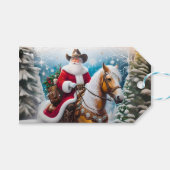 Western Sinterklaas Riding Palomino Kerst Cadeaulabel (Voorkant (Horizontaal))