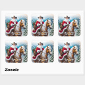 Western Sinterklaas Riding Palomino Kerst Vierkante Sticker (Vel)