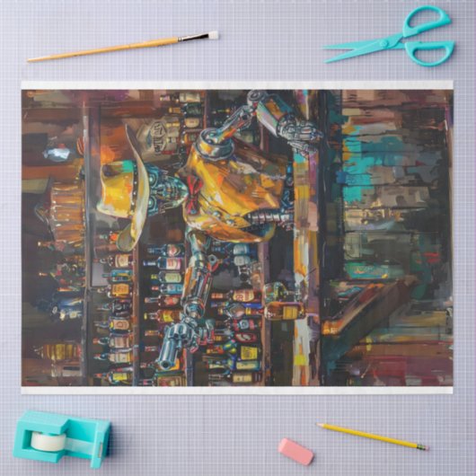 Western Skelet Levendige Olie Geschilderde Decoupa Tissuepapier (Craft)