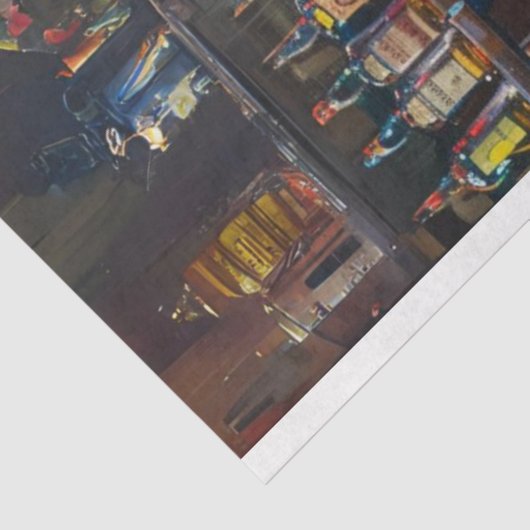 Western Skelet Levendige Olie Geschilderde Decoupa Tissuepapier (Detail)