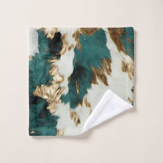 Western Smaragd Goud Wit Koeienhuid Bad Handdoek (Wasdoekje)