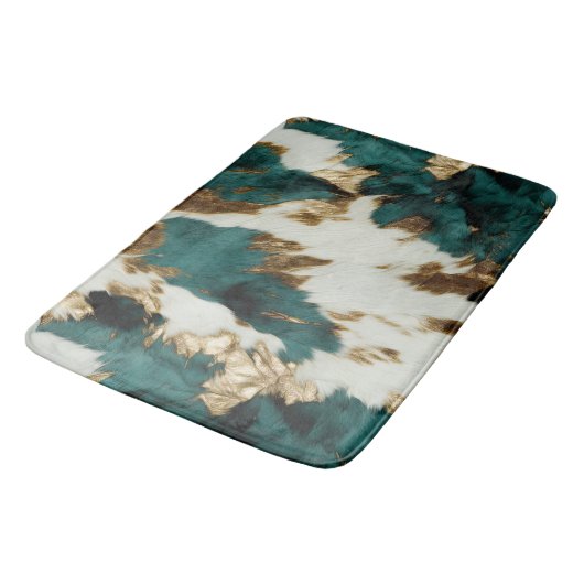 Western Smaragd Goud Wit Koeienhuid Badmat (Gekanteld)