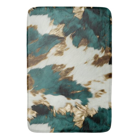 Western Smaragd Goud Wit Koeienhuid Badmat (Voorkant Verticaal)