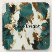 Western Smaragd Goud Wit Koeienhuid Bier Onderzetter (Voorkant)