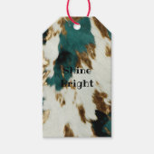 Western Smaragd Goud Wit Koeienhuid Cadeaulabel (Voorkant)