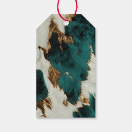 Western Smaragd Goud Wit Koeienhuid Cadeaulabel (Achterkant)