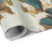 Western Smaragd Goud Wit Koeienhuid Cadeaupapier (Rol Hoek)