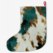 Western Smaragd Goud Wit Koeienhuid Grote Kerstsok (Achterkant)