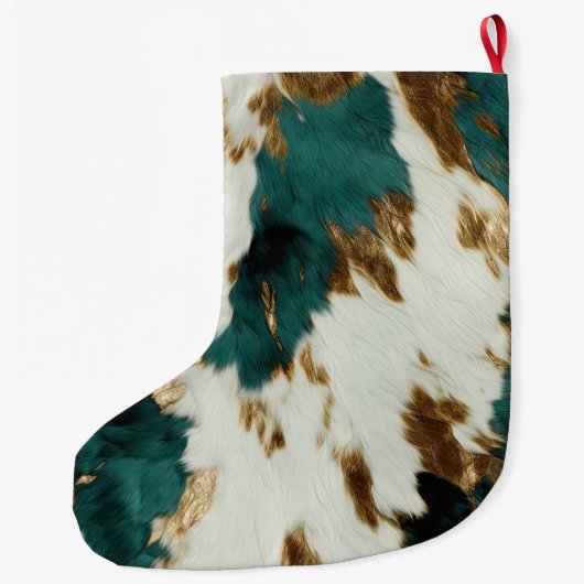 Western Smaragd Goud Wit Koeienhuid Grote Kerstsok (Achterkant)