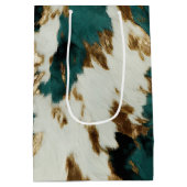 Western Smaragd Goud Wit Koeienhuid Medium Cadeauzakje (Achterkant)
