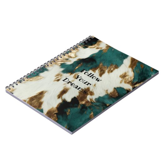 Western Smaragd Goud Wit Koeienhuid Notitieboek (Linkerzijde)