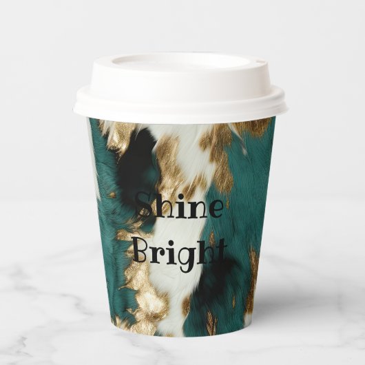 Western Smaragd Goud Wit Koeienhuid Papieren Bekers (Voorkant)