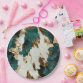 Western Smaragd Goud Wit Koeienhuid Papieren Bordje (Feest)