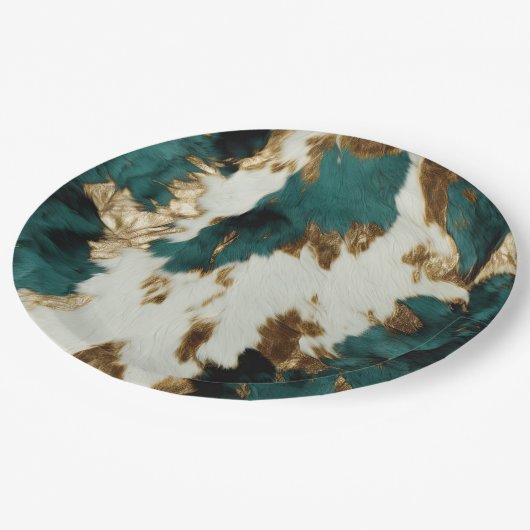 Western Smaragd Goud Wit Koeienhuid Papieren Bordje (Gekanteld)