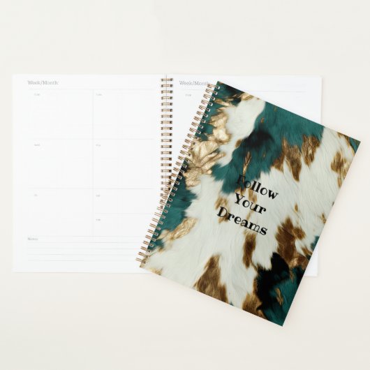 Western Smaragd Goud Wit Koeienhuid Planner (Display)