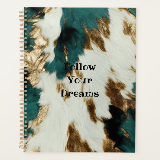 Western Smaragd Goud Wit Koeienhuid Planner (Voorkant)