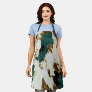 Western Smaragd Goud Wit Koeienhuid Schort