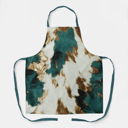 Western Smaragd Goud Wit Koeienhuid Schort (Voorkant)