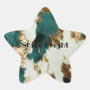 Western Smaragd Goud Wit Koeienhuid Ster Sticker