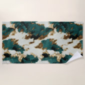 Western Smaragd Goud Wit Koeienhuid Strandlaken (Voorkant)