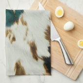 Western Smaragd Goud Wit Koeienhuid Theedoek (Quarter Fold)