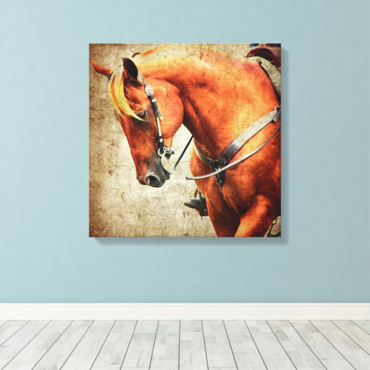 Western Sorrel Horse Canvas Afdruk (Insitu (Houten vloer))