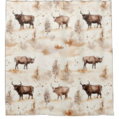 Western Southwest Animal Highland Cow Douchegordijn (Voorkant)