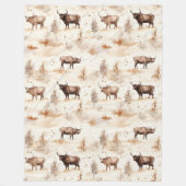 Western Southwest Animal Highland Cow Fleece Deken (Voorkant)