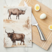 Western Southwest Animal Highland Cow Theedoek (Quarter Fold)