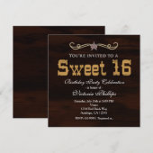 Western Star Country SWEET 16 VERJAARDAGSUITNODIGI Kaart (Voorkant / Achterkant)