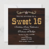 Western Star Country SWEET 16 VERJAARDAGSUITNODIGI Kaart (Voorkant)