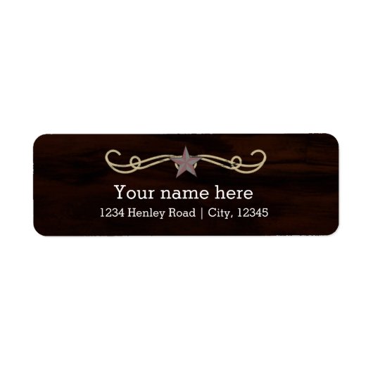 Western Star Country Wooden Address Sticker Label (Voorkant)