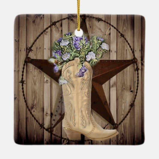 western sterrencowgirl voor woeste bosbloem keramisch ornament (Achterkant)