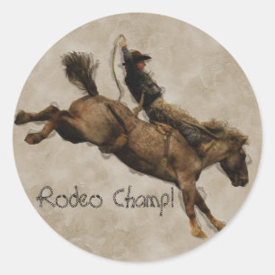 Western-stijl Bucking Bronco Cowboy Ronde Sticker