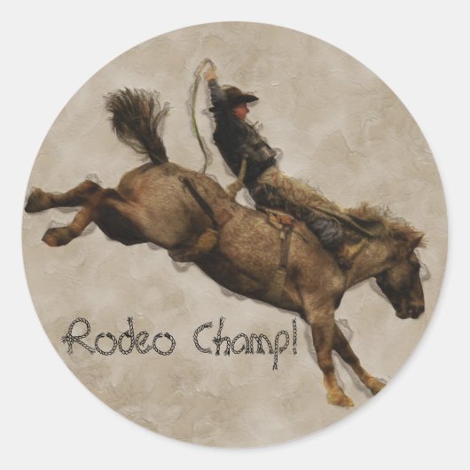 Western-stijl Bucking Bronco Cowboy Ronde Sticker (Voorkant)