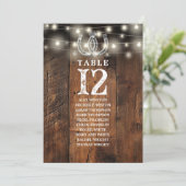 Western String Lights Table Number Seating Chart Kaart (Staand voorkant)