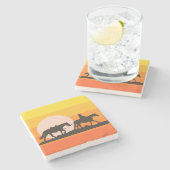 Western Sunset Cowboy Silhouette Throw Pillow Stenen Onderzetter (Zijkant)