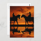 Western Sunset Horseback Riding cowboy silhouette Briefkaart (Voorkant / Achterkant)