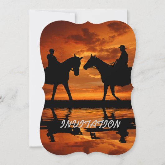 Western Sunset Horseback Riding cowboy silhouette Kaart (Voorkant)