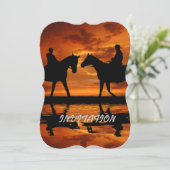 Western Sunset Horseback Riding cowboy silhouette Kaart (Staand voorkant)