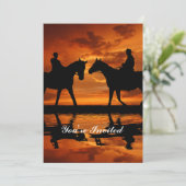 Western Sunset Horseback Riding cowboy silhouette Kaart (Staand voorkant)