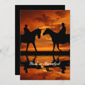 Western Sunset Horseback Riding cowboy silhouette Kaart (Voorkant / Achterkant)