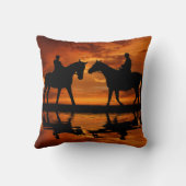Western Sunset Horseback Riding cowboy silhouette Kussen (Achterkant)