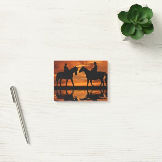 Western Sunset Horseback Riding cowboy silhouette Post-it® Notes (Kantoor)
