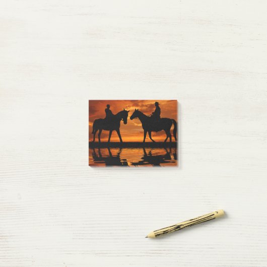 Western Sunset Horseback Riding cowboy silhouette Post-it® Notes (Op bureau)