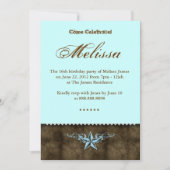 Western Sweet 16 Invitation Blue Star Brown Kaart (Voorkant)