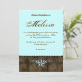 Western Sweet 16 Invitation Blue Star Brown Kaart (Staand voorkant)