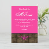 Western Sweet 16 Invitation Pink Star Brown Kaart (Staand voorkant)