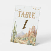 Western Table Number Sign Reclamebord Met Voetstuk (Voorkant)
