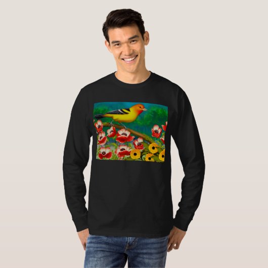 Western Tanager in Garden Flowers Sweatshirt (Voorkant volledig)